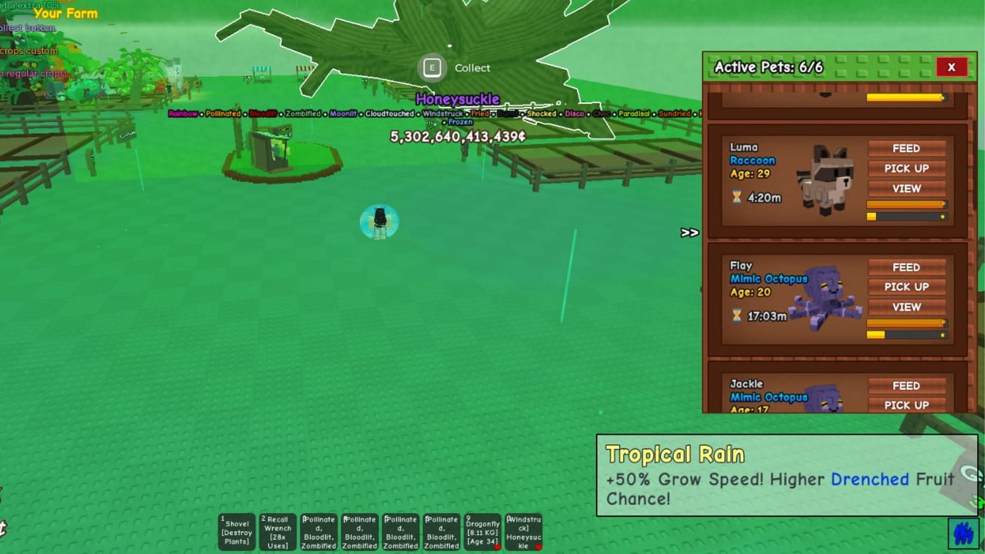 The Tropical Rain event creates slightly darker clouds (Image via Roblox)